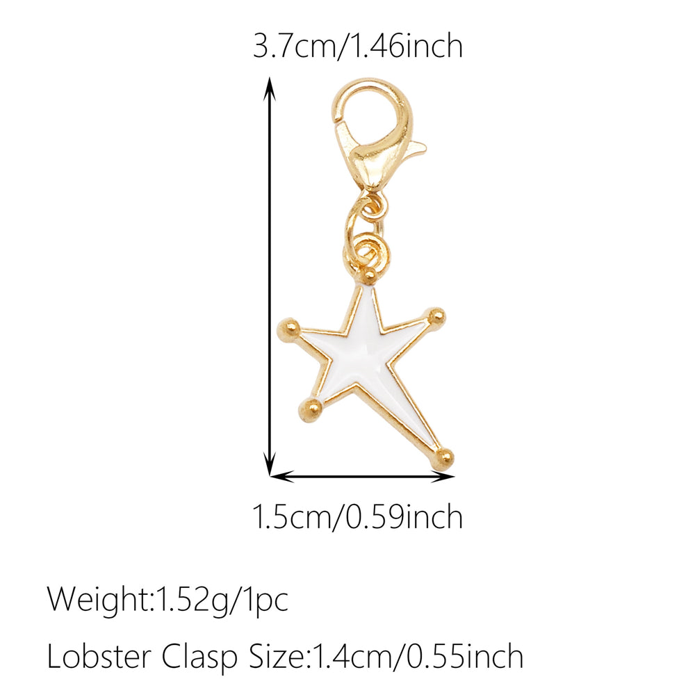 1pc White Series Enamel Charms with Lobster Clasp - Bowknot Flower Shaped Charm Pendant for Jewelry Making, DIY Keychain Supplies, Bag Purse Decor