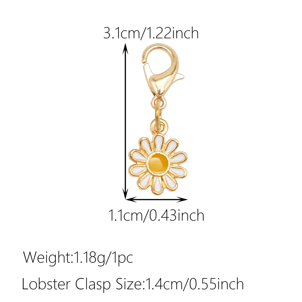 1pc White Series Enamel Charms with Lobster Clasp - Bowknot Flower Shaped Charm Pendant for Jewelry Making, DIY Keychain Supplies, Bag Purse Decor