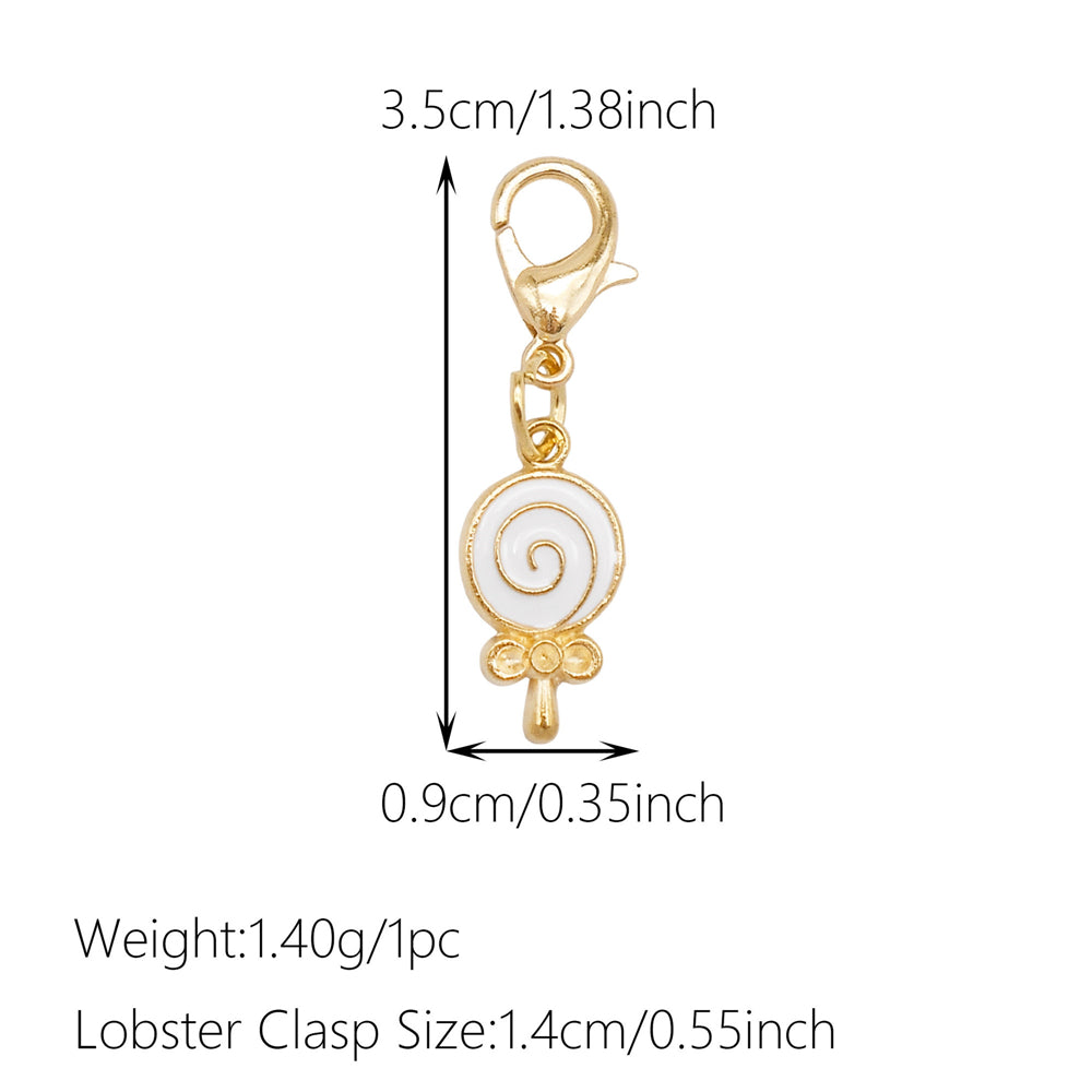 1pc White Series Enamel Charms with Lobster Clasp - Bowknot Flower Shaped Charm Pendant for Jewelry Making, DIY Keychain Supplies, Bag Purse Decor