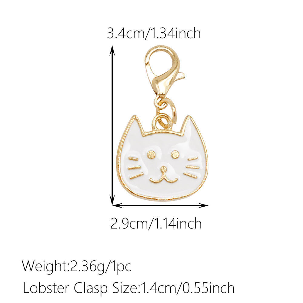 1pc White Series Enamel Charms with Lobster Clasp - Bowknot Flower Shaped Charm Pendant for Jewelry Making, DIY Keychain Supplies, Bag Purse Decor