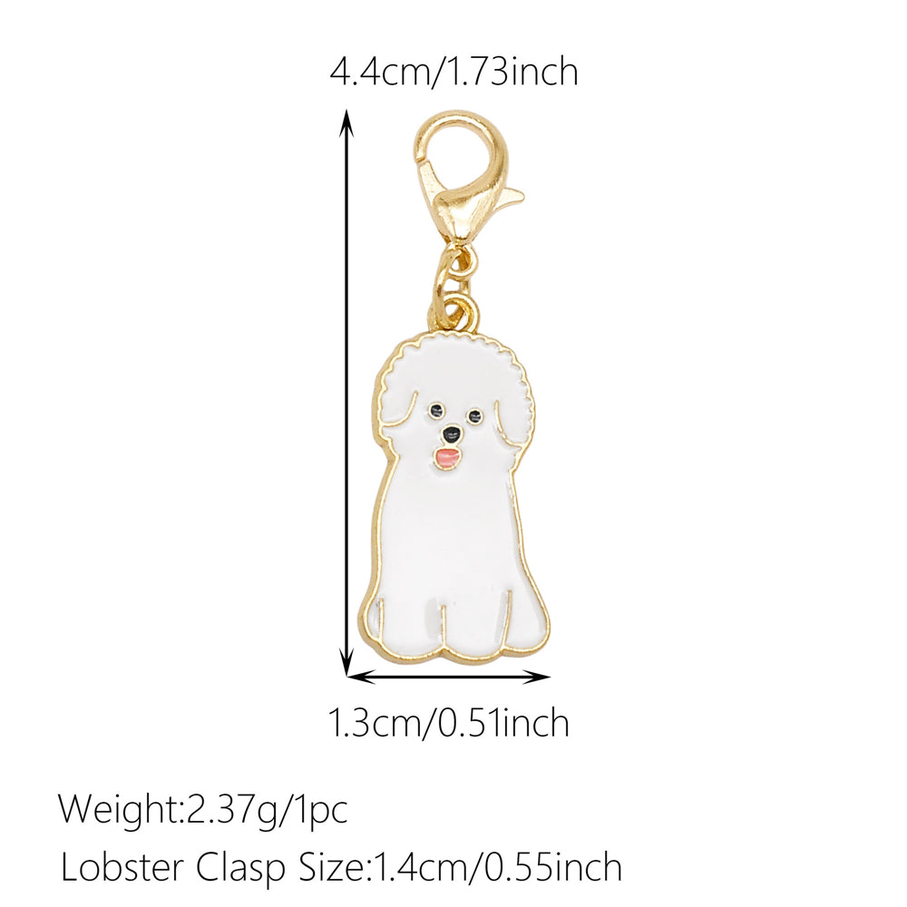 1pc White Series Enamel Charms with Lobster Clasp - Bowknot Flower Shaped Charm Pendant for Jewelry Making, DIY Keychain Supplies, Bag Purse Decor