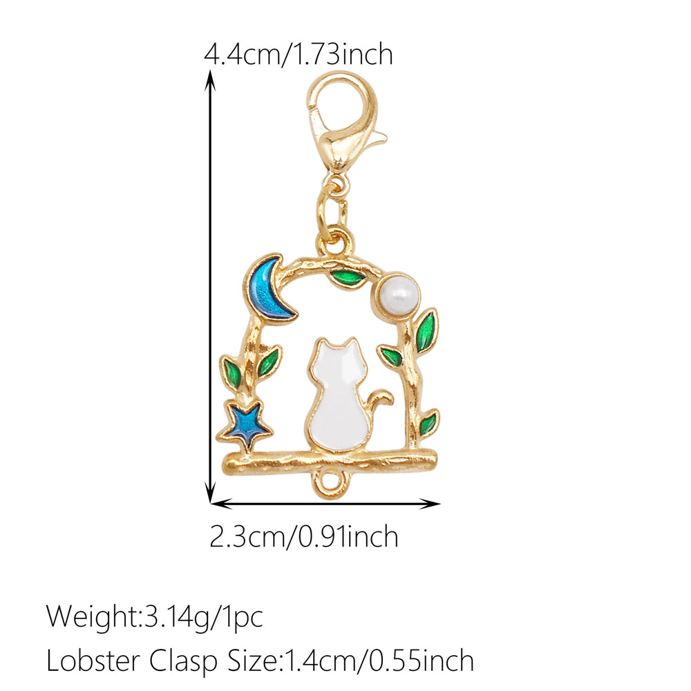 1pc White Series Enamel Charms with Lobster Clasp - Bowknot Flower Shaped Charm Pendant for Jewelry Making, DIY Keychain Supplies, Bag Purse Decor