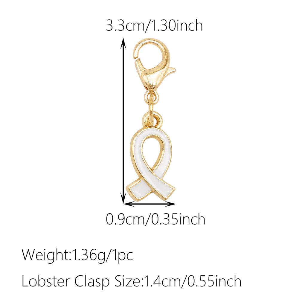 1pc White Series Enamel Charms with Lobster Clasp - Bowknot Flower Shaped Charm Pendant for Jewelry Making, DIY Keychain Supplies, Bag Purse Decor