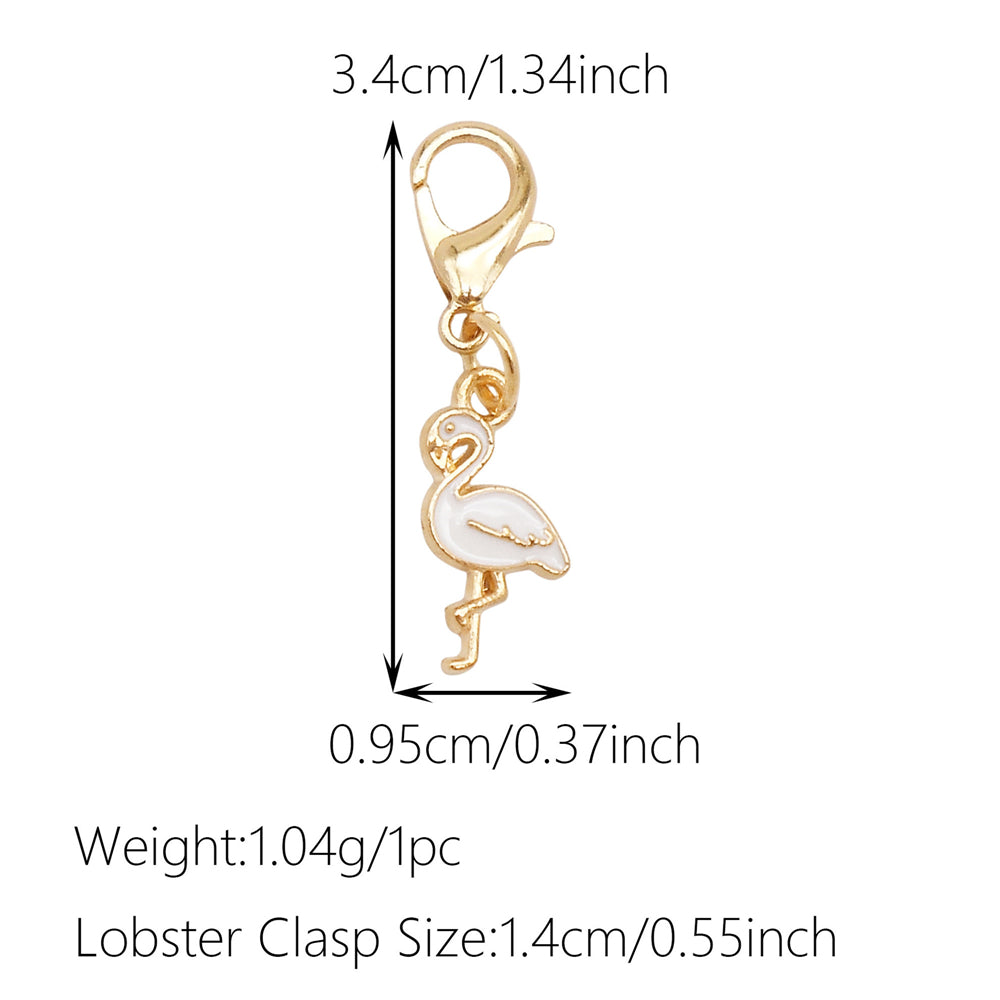 1pc White Series Enamel Charms with Lobster Clasp - Bowknot Flower Shaped Charm Pendant for Jewelry Making, DIY Keychain Supplies, Bag Purse Decor