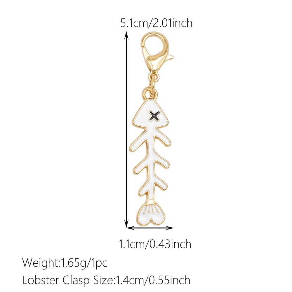 1pc White Series Enamel Charms with Lobster Clasp - Bowknot Flower Shaped Charm Pendant for Jewelry Making, DIY Keychain Supplies, Bag Purse Decor