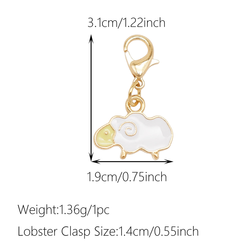 1pc White Series Enamel Charms with Lobster Clasp - Bowknot Flower Shaped Charm Pendant for Jewelry Making, DIY Keychain Supplies, Bag Purse Decor