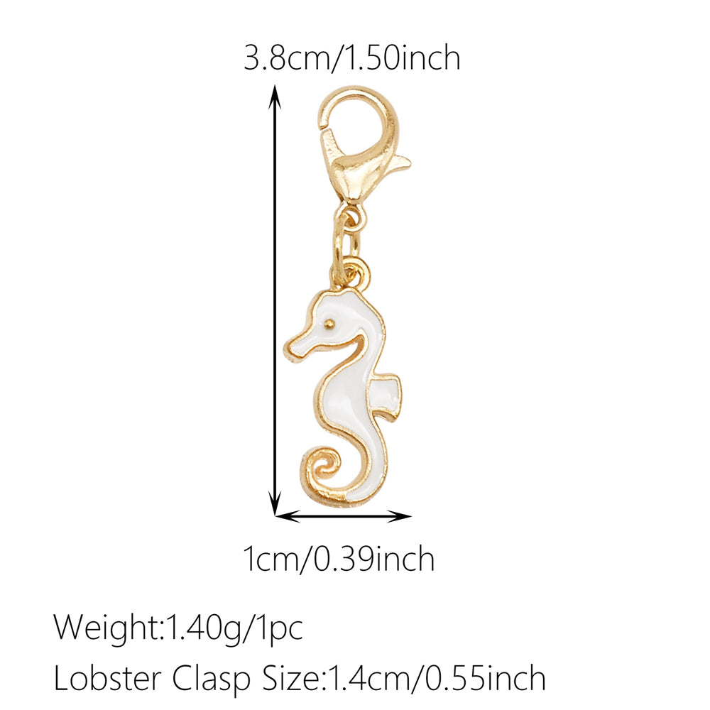 1pc White Series Enamel Charms with Lobster Clasp - Bowknot Flower Shaped Charm Pendant for Jewelry Making, DIY Keychain Supplies, Bag Purse Decor