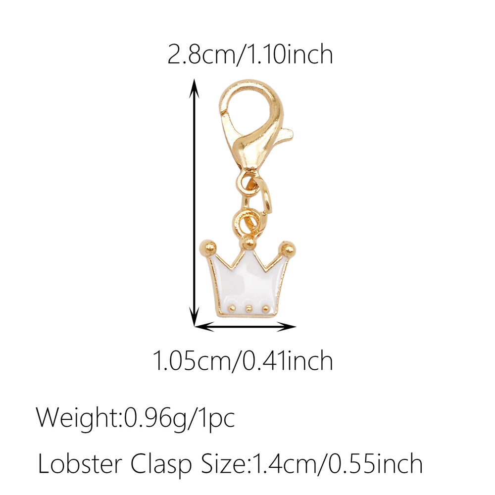 1pc White Series Enamel Charms with Lobster Clasp - Bowknot Flower Shaped Charm Pendant for Jewelry Making, DIY Keychain Supplies, Bag Purse Decor