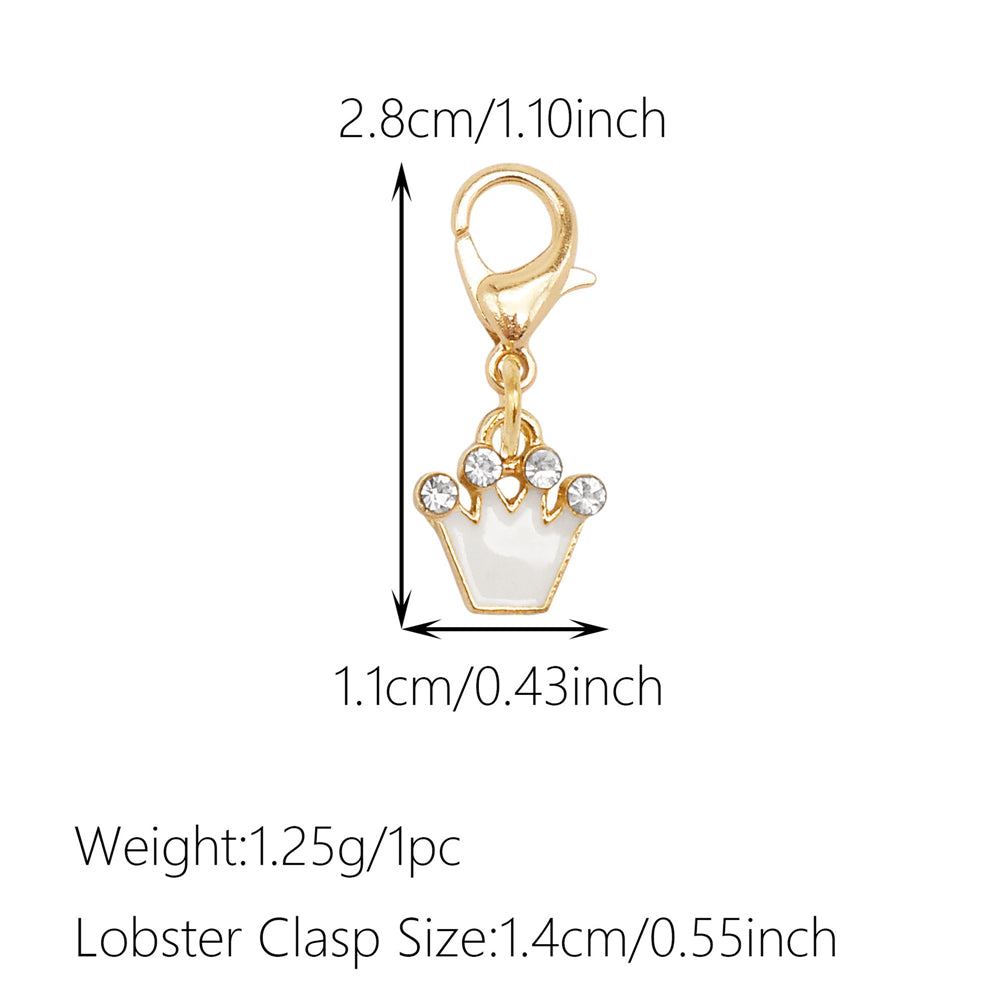 1pc White Series Enamel Charms with Lobster Clasp - Bowknot Flower Shaped Charm Pendant for Jewelry Making, DIY Keychain Supplies, Bag Purse Decor