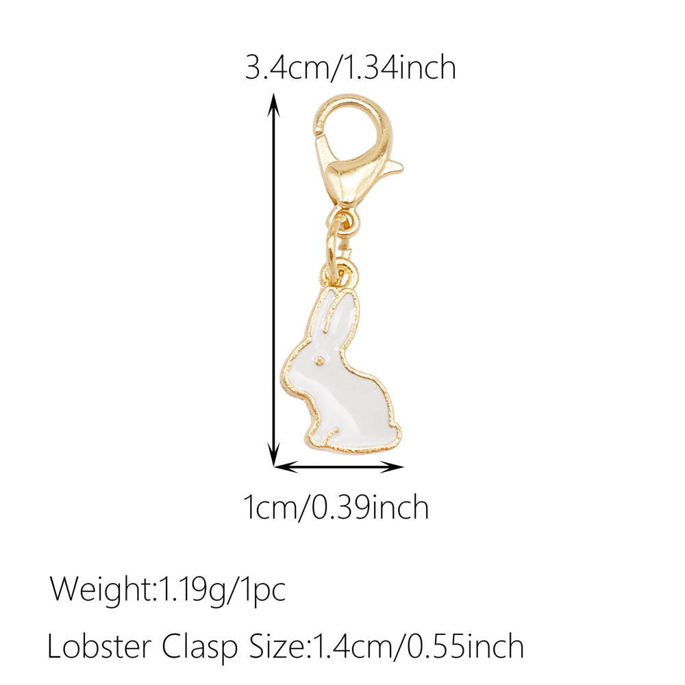 1pc White Series Enamel Charms with Lobster Clasp - Bowknot Flower Shaped Charm Pendant for Jewelry Making, DIY Keychain Supplies, Bag Purse Decor