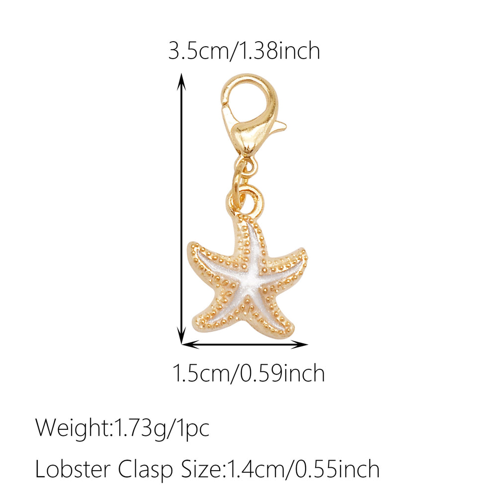 1pc White Series Enamel Charms with Lobster Clasp - Bowknot Flower Shaped Charm Pendant for Jewelry Making, DIY Keychain Supplies, Bag Purse Decor