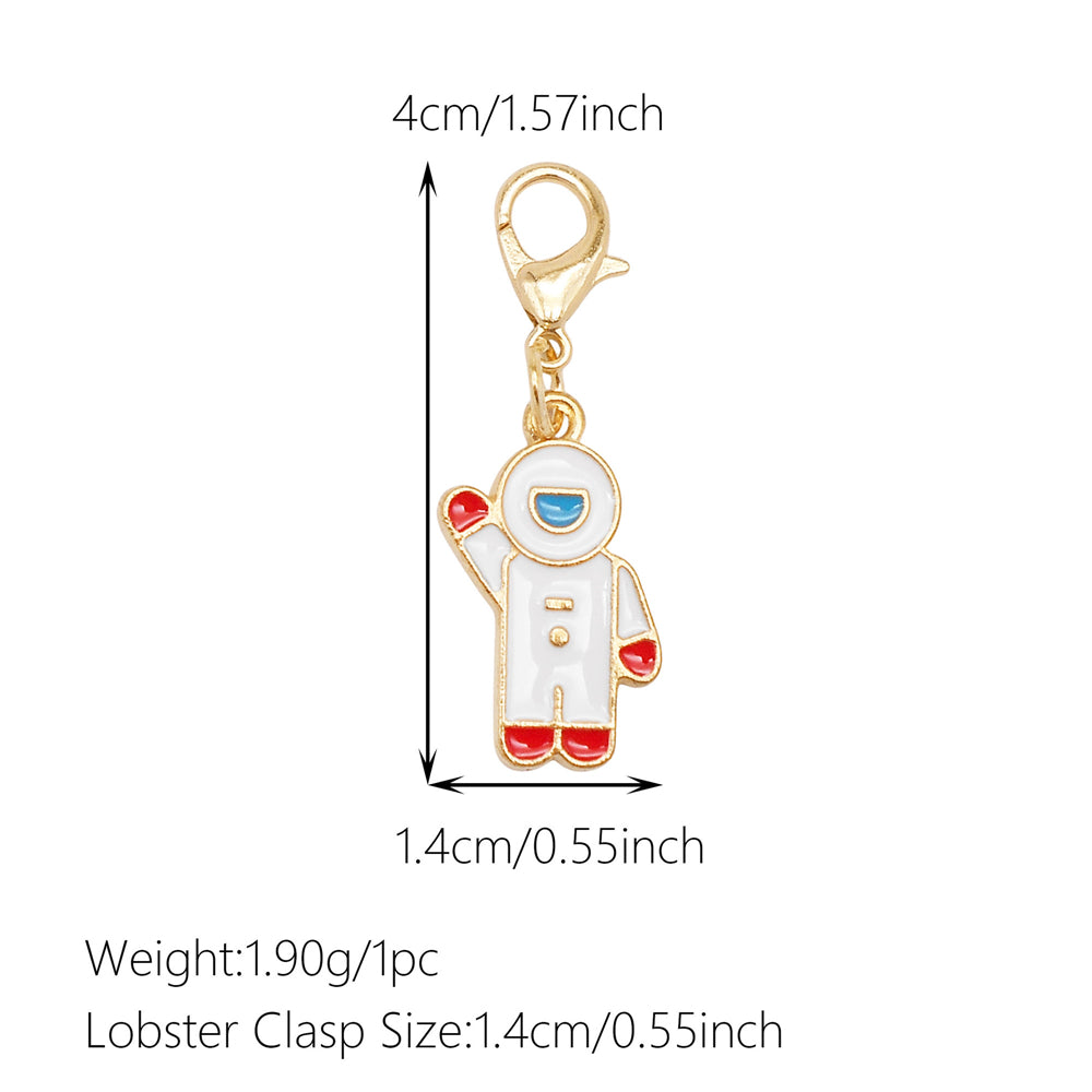 1pc White Series Enamel Charms with Lobster Clasp - Bowknot Flower Shaped Charm Pendant for Jewelry Making, DIY Keychain Supplies, Bag Purse Decor