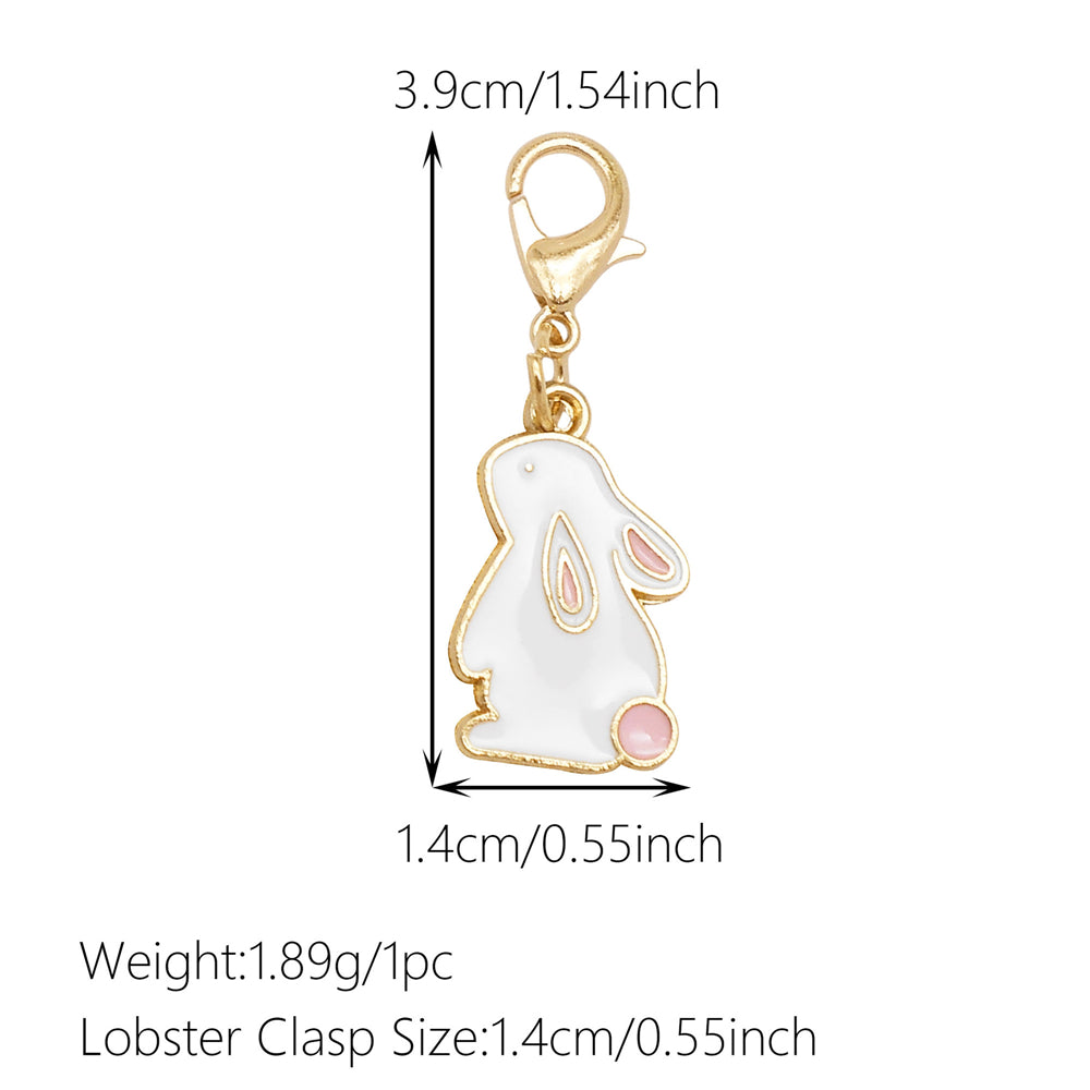 1pc White Series Enamel Charms with Lobster Clasp - Bowknot Flower Shaped Charm Pendant for Jewelry Making, DIY Keychain Supplies, Bag Purse Decor