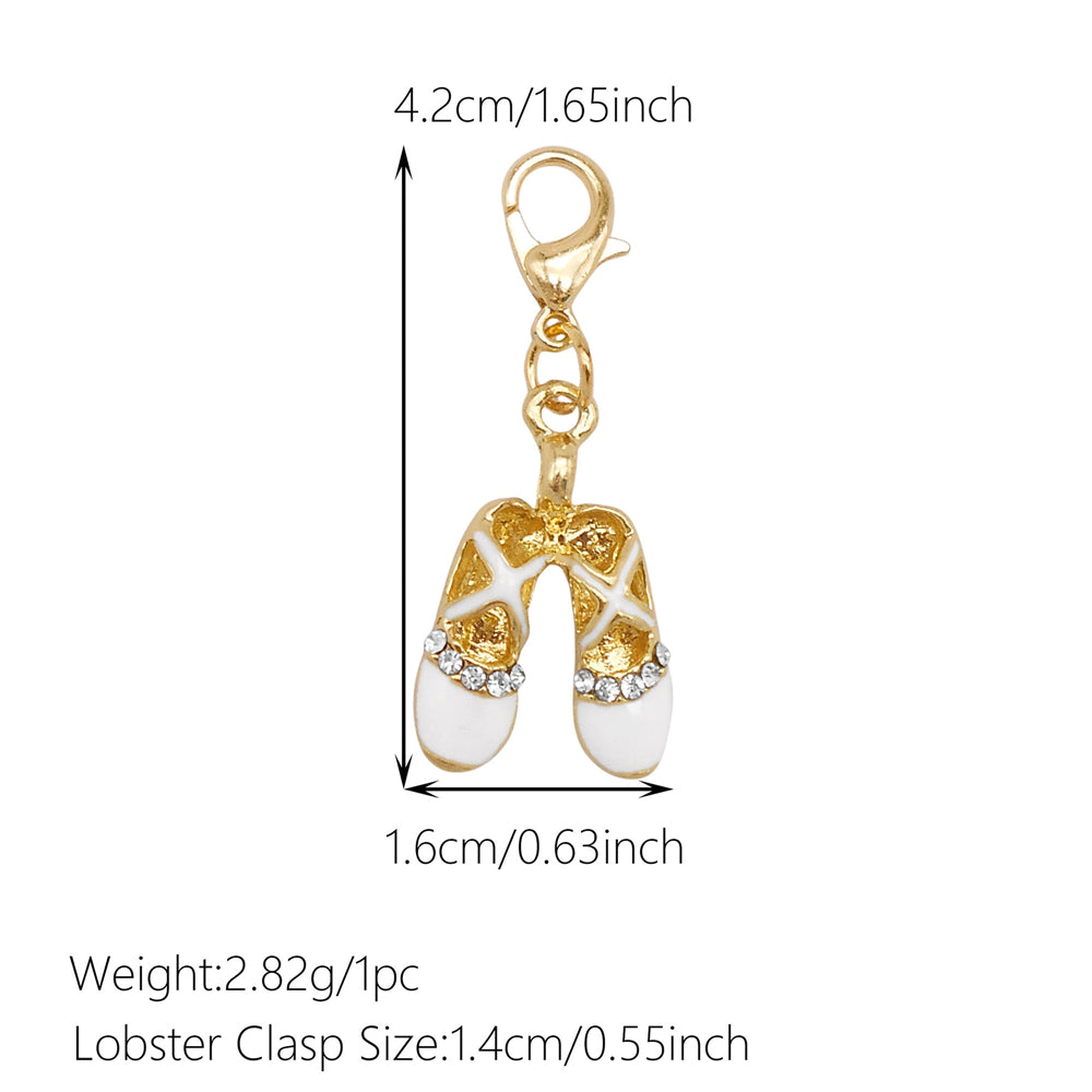 1pc White Series Enamel Charms with Lobster Clasp - Bowknot Flower Shaped Charm Pendant for Jewelry Making, DIY Keychain Supplies, Bag Purse Decor