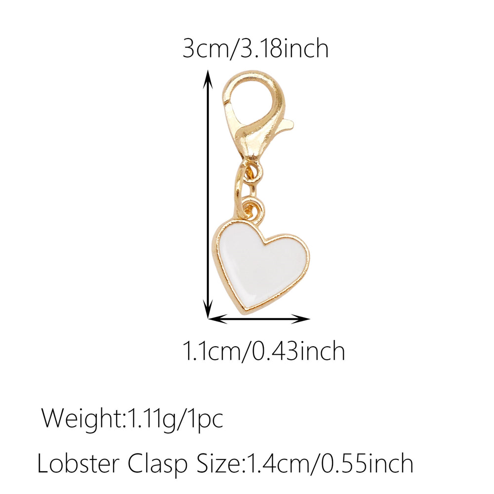 1pc White Series Enamel Charms with Lobster Clasp - Bowknot Flower Shaped Charm Pendant for Jewelry Making, DIY Keychain Supplies, Bag Purse Decor