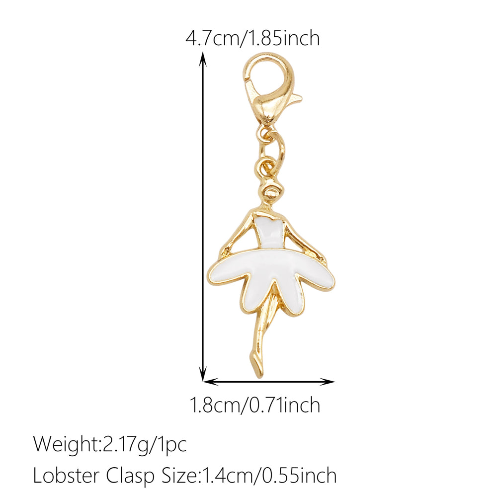 1pc White Series Enamel Charms with Lobster Clasp - Bowknot Flower Shaped Charm Pendant for Jewelry Making, DIY Keychain Supplies, Bag Purse Decor