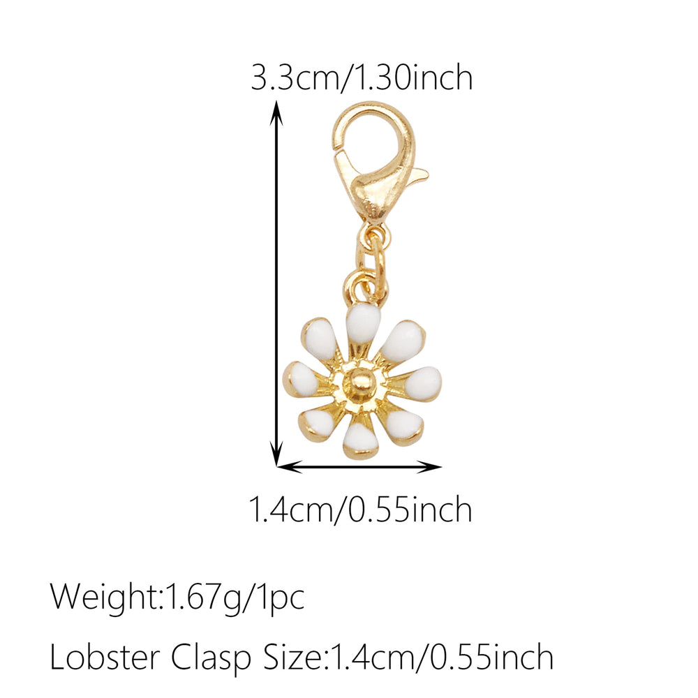 1pc White Series Enamel Charms with Lobster Clasp - Bowknot Flower Shaped Charm Pendant for Jewelry Making, DIY Keychain Supplies, Bag Purse Decor