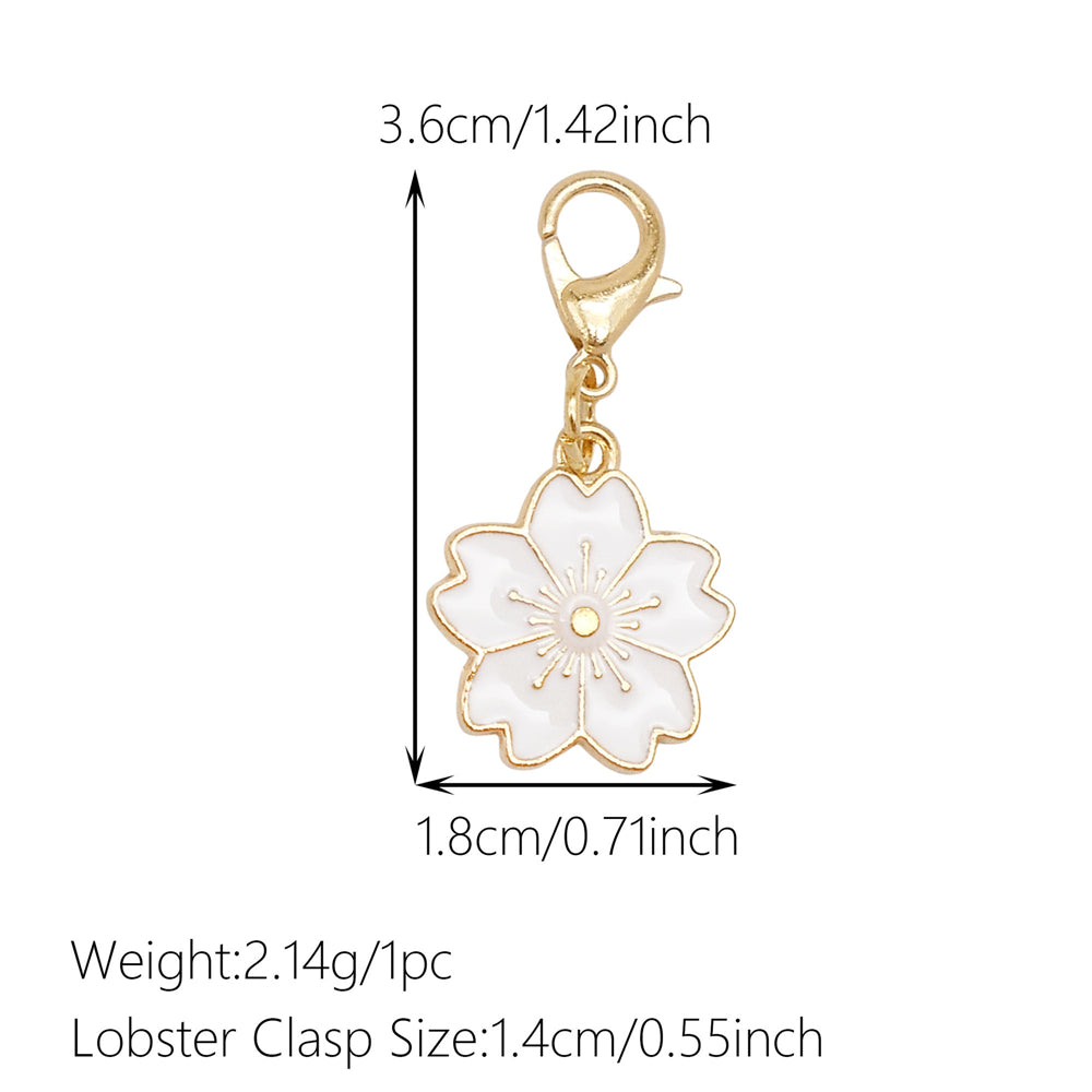 1pc White Series Enamel Charms with Lobster Clasp - Bowknot Flower Shaped Charm Pendant for Jewelry Making, DIY Keychain Supplies, Bag Purse Decor
