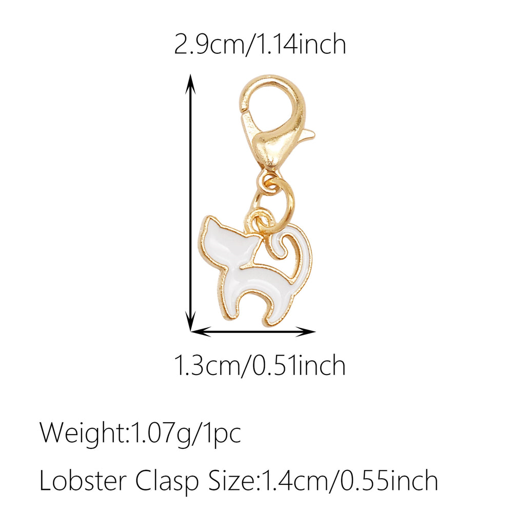 1pc White Series Enamel Charms with Lobster Clasp - Bowknot Flower Shaped Charm Pendant for Jewelry Making, DIY Keychain Supplies, Bag Purse Decor