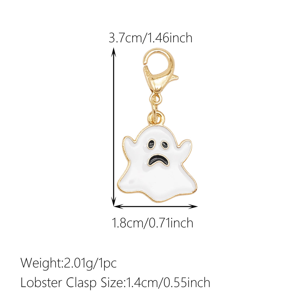 1pc White Series Enamel Charms with Lobster Clasp - Bowknot Flower Shaped Charm Pendant for Jewelry Making, DIY Keychain Supplies, Bag Purse Decor