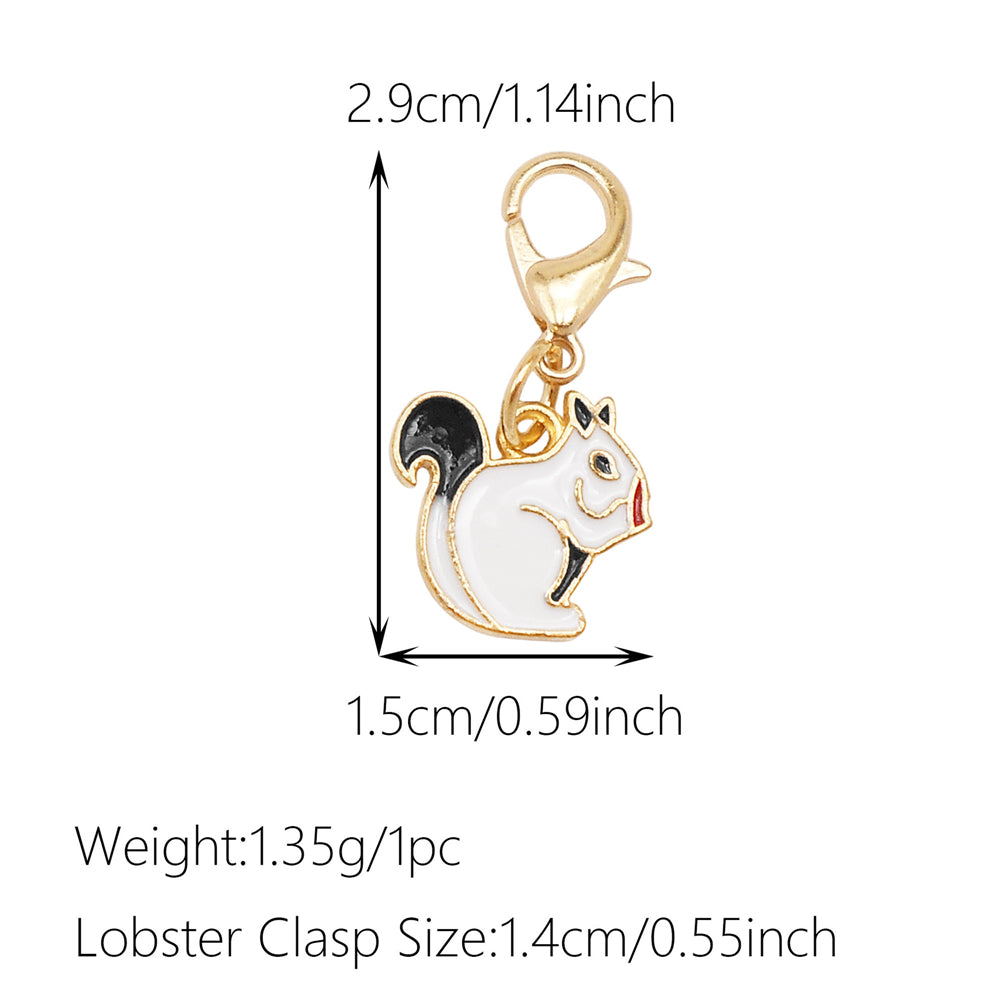 1pc White Series Enamel Charms with Lobster Clasp - Bowknot Flower Shaped Charm Pendant for Jewelry Making, DIY Keychain Supplies, Bag Purse Decor