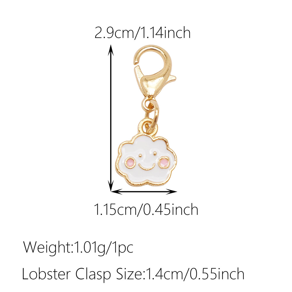 1pc White Series Enamel Charms with Lobster Clasp - Bowknot Flower Shaped Charm Pendant for Jewelry Making, DIY Keychain Supplies, Bag Purse Decor