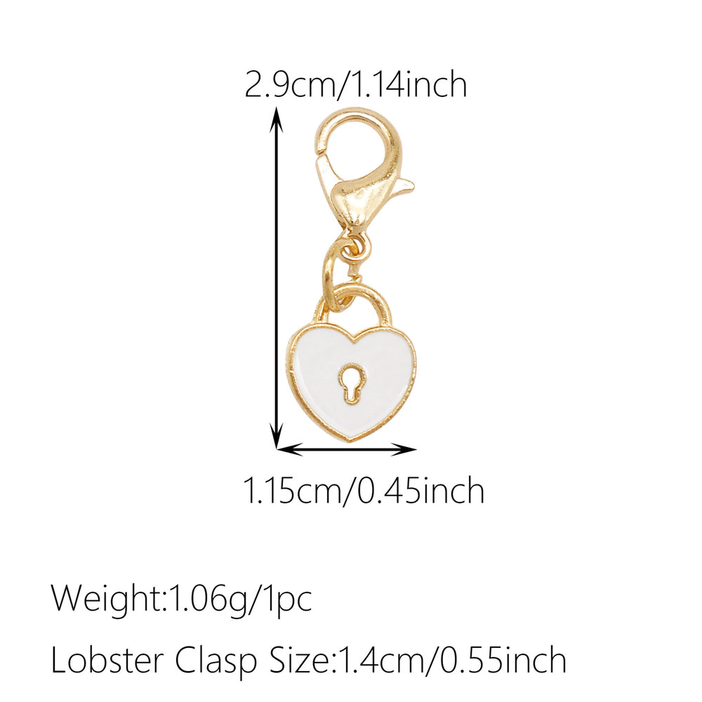 1pc White Series Enamel Charms with Lobster Clasp - Bowknot Flower Shaped Charm Pendant for Jewelry Making, DIY Keychain Supplies, Bag Purse Decor