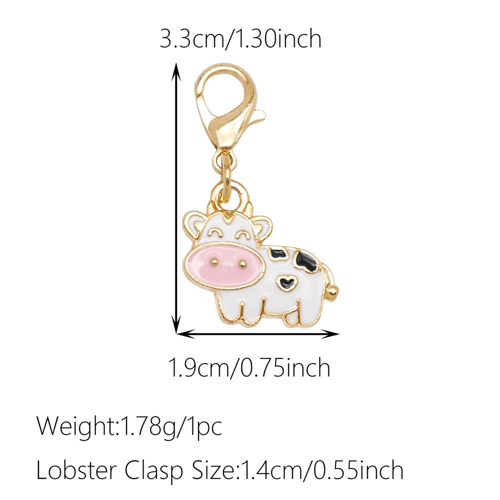 1pc White Series Enamel Charms with Lobster Clasp - Bowknot Flower Shaped Charm Pendant for Jewelry Making, DIY Keychain Supplies, Bag Purse Decor