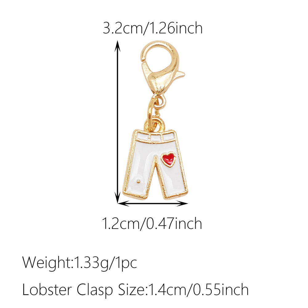 1pc White Series Enamel Charms with Lobster Clasp - Bowknot Flower Shaped Charm Pendant for Jewelry Making, DIY Keychain Supplies, Bag Purse Decor